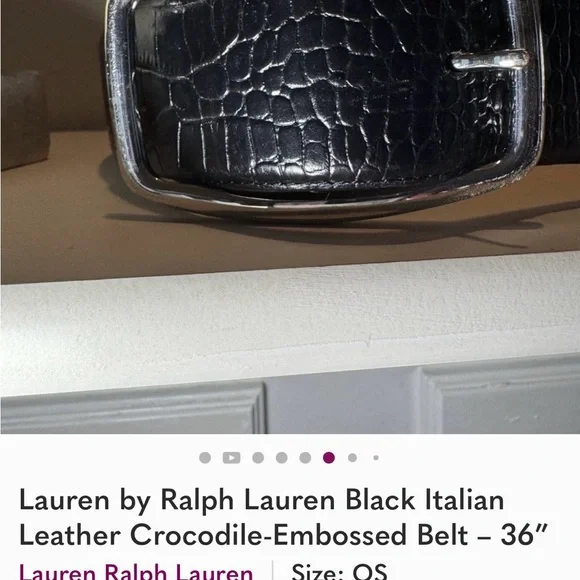 Lauren Ralph Lauren Black Croc-Embossed Belt - Picture 3 of 7